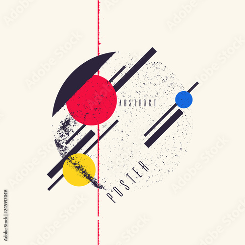 Retro abstract geometric background. The poster with the flat figures.