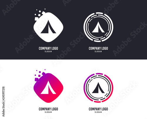 Logotype concept. Tourist tent sign icon. Camping symbol. Logo design. Colorful buttons with icons. Vector