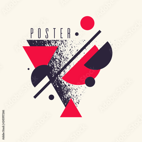 Retro abstract geometric background. The poster with the flat figures.