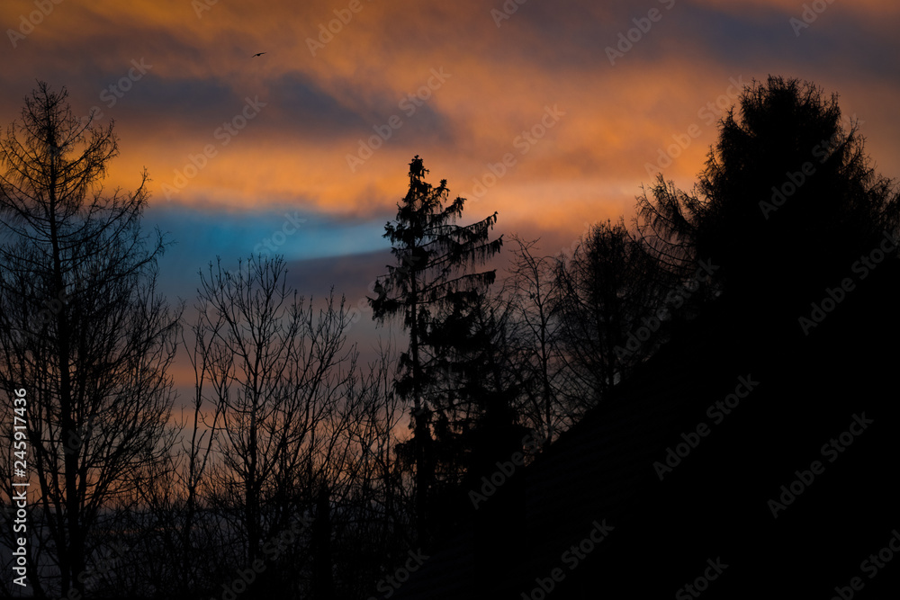 Fototapeta premium morning red and blue sky