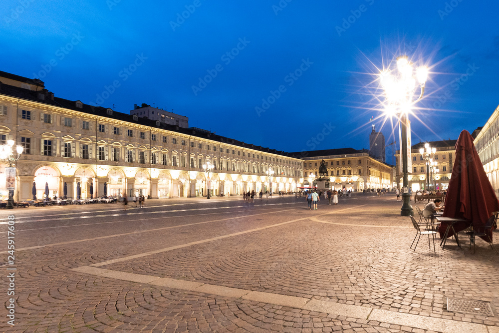 San Carlo square in Turin at evening