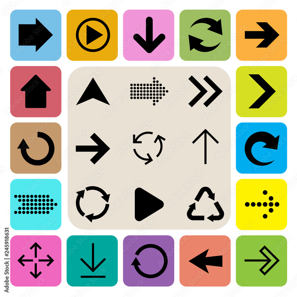 Basic arrow sign icons set Basic arrow sign icons set