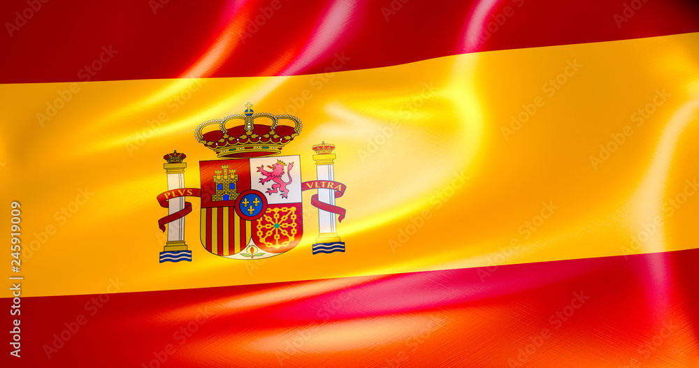 Obraz premium Spain flag in the wind . 3d illustration