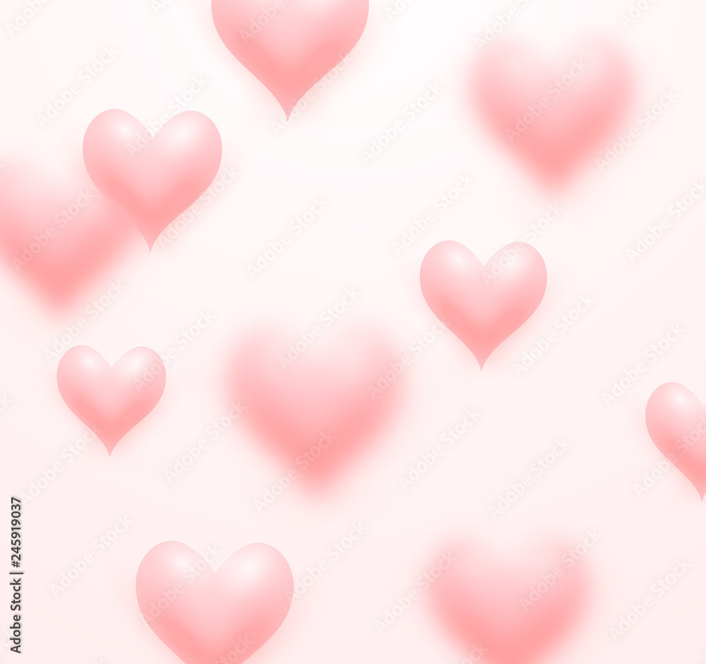 Floating Love Hearts Pink Background