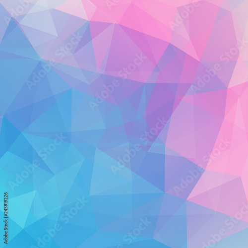 Abstract mosaic background. Triangle geometric background. Design elements. Vector illustration. Blue, pink colors.