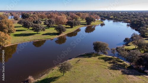 Aerial viewe of two rivers along the countryside