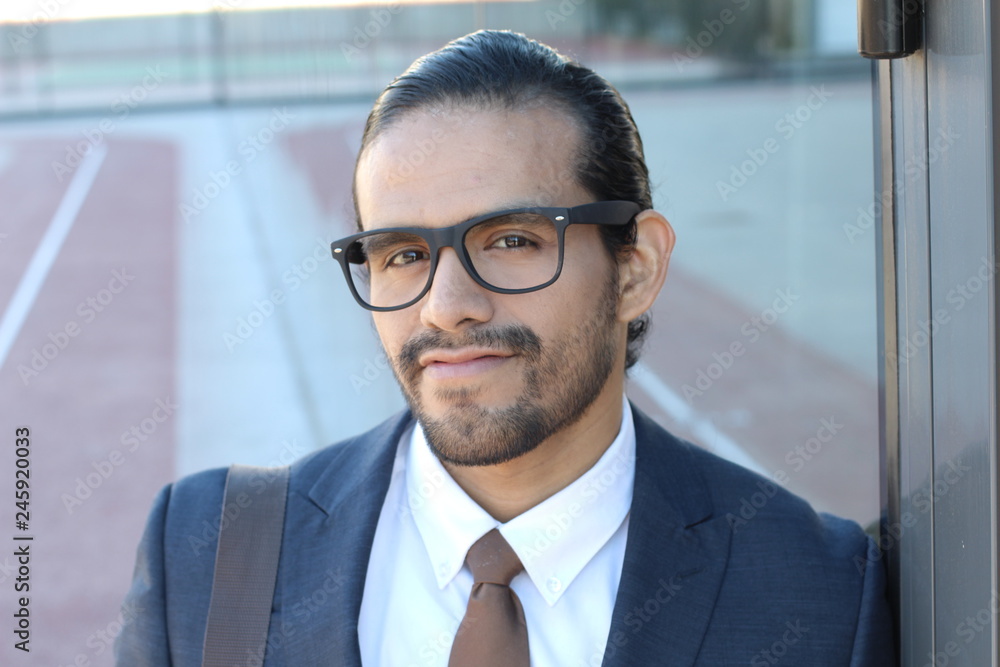 Bearded Hispanic businessman looking sharp Bearded Hispanic businessman looking sharp