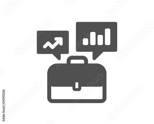Business portfolio with Growth charts icon. Job Interview sign. Quality design element. Classic style icon. Vector