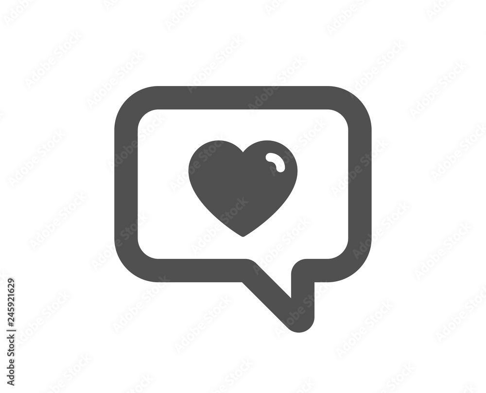 Heart in Speech bubble icon. Love chat symbol. Valentines day communication sign. Quality design element. Classic style icon. Vector Heart in Speech bubble icon. Love chat symbol. Valentines day communication sign. Quality design element. Classic style icon. Vector