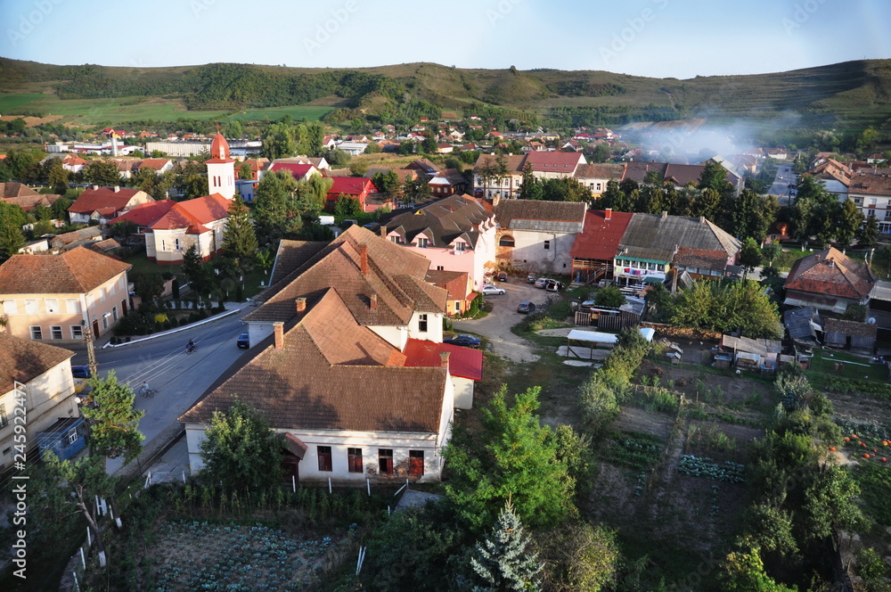 Fototapeta premium Bistrita, LECHINTA , Romania ,View from Evanghelical Church