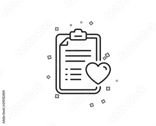 Medical survey line icon. Hospital patient history sign. Geometric shapes. Random cross elements. Linear Patient history icon design. Vector