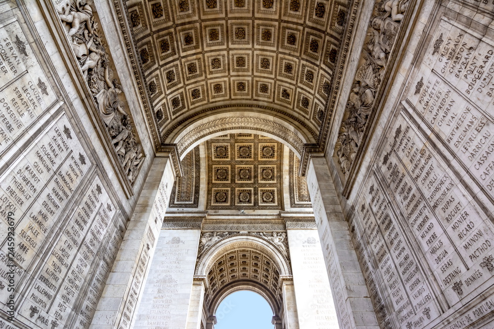 Triumphal arch (Arc de Triomphe) in Paris, France