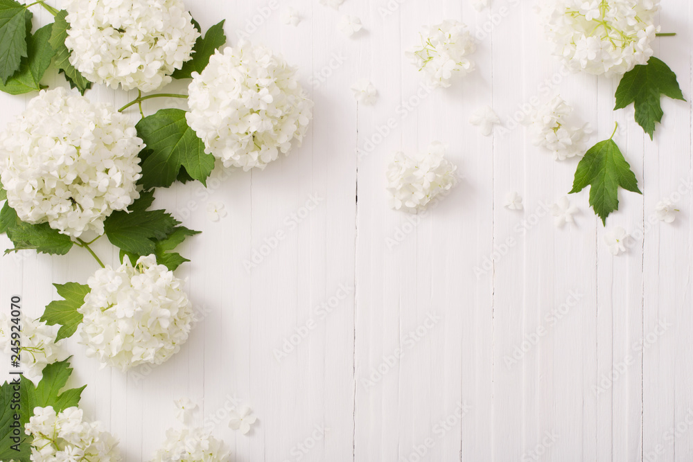 decorative viburnum on wooden background decorative viburnum on wooden background