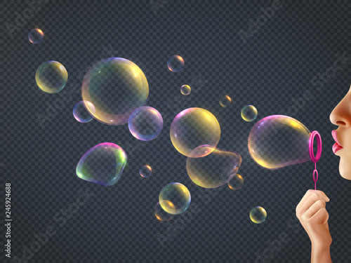 Girl Blowing Soap Bubbles
