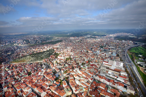 City panorama from air in Istanbul, Turkey.