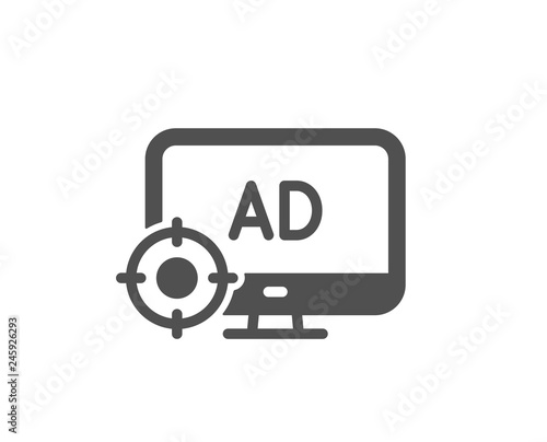 Seo adblock icon. Search engine optimization sign. Target symbol. Quality design element. Classic style icon. Vector