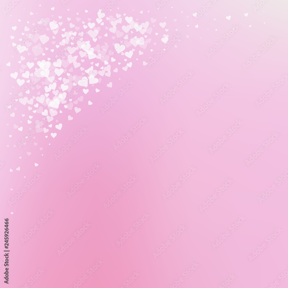 White heart love confettis. Valentine's day corner White heart love confettis. Valentine's day corner