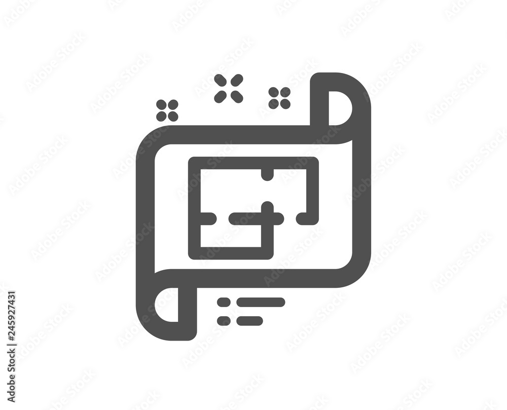 Architectural plan icon. Technical project sign. Quality design element. Classic style icon. Vector Architectural plan icon. Technical project sign. Quality design element. Classic style icon. Vector