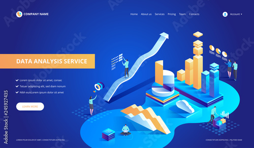 Data analysis service isometric abstract vector illustration.