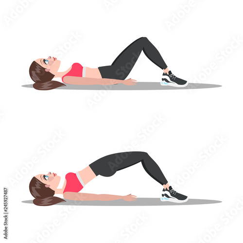 Woman doing a glute bridge. Buttock workout.