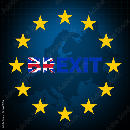 Brexit Word with Britain Exit and Leaving Europe 