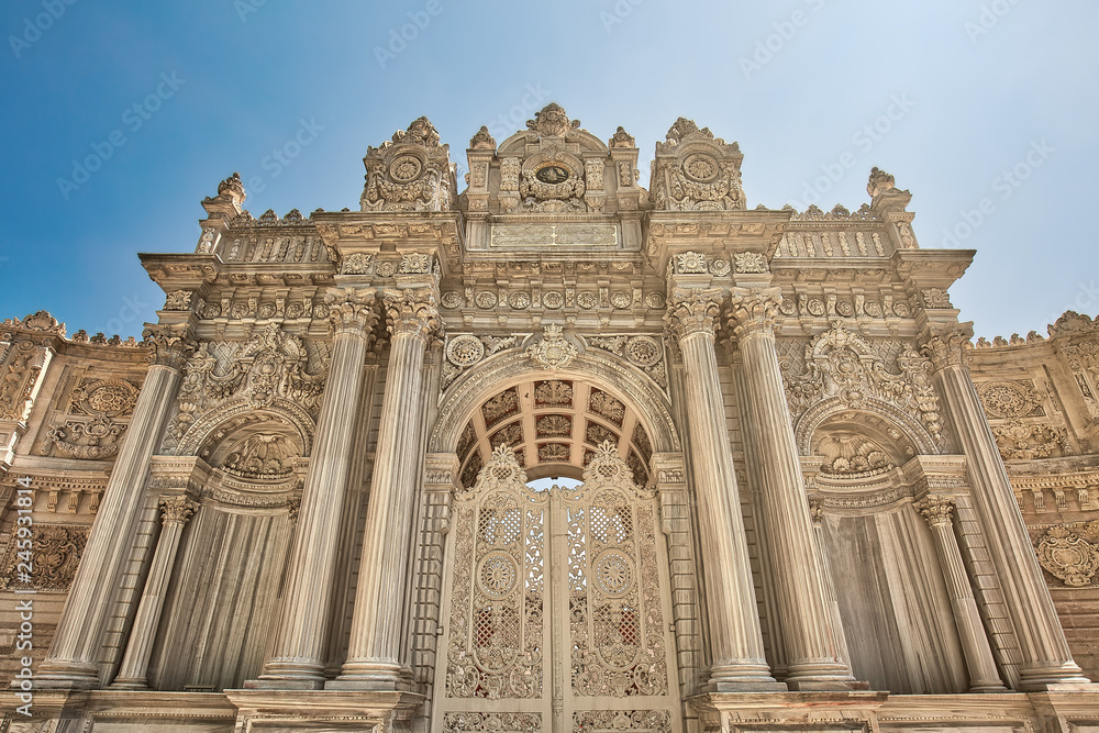 Beautiful gate of Dolmabahce palace in Istanbul