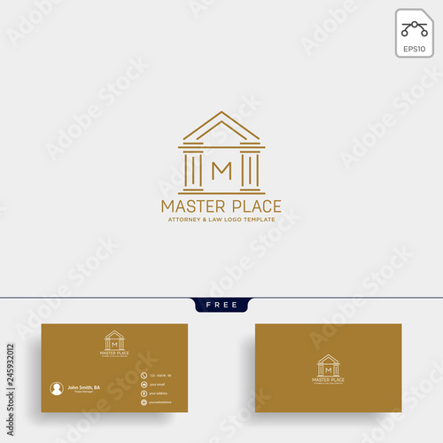 elegant attorney logo line design template vector illustration