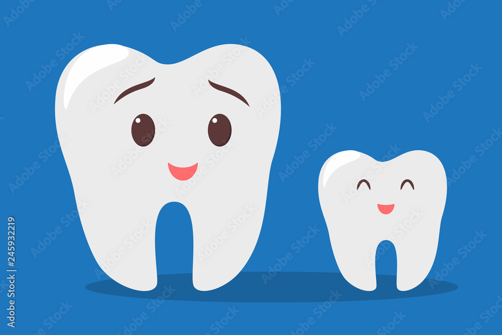 Cute white tooth character. Funny happy dental Cute white tooth character. Funny happy dental