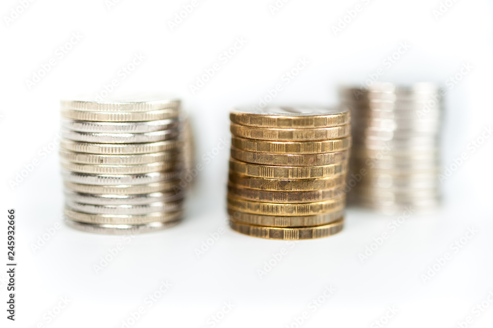 Stack of coins macro. Rows of coins for finance and banking concept. Economy trends background for business idea. Stack of coins macro. Rows of coins for finance and banking concept. Economy trends background for business idea.