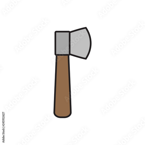 Vector illustration of ax with wooden handle