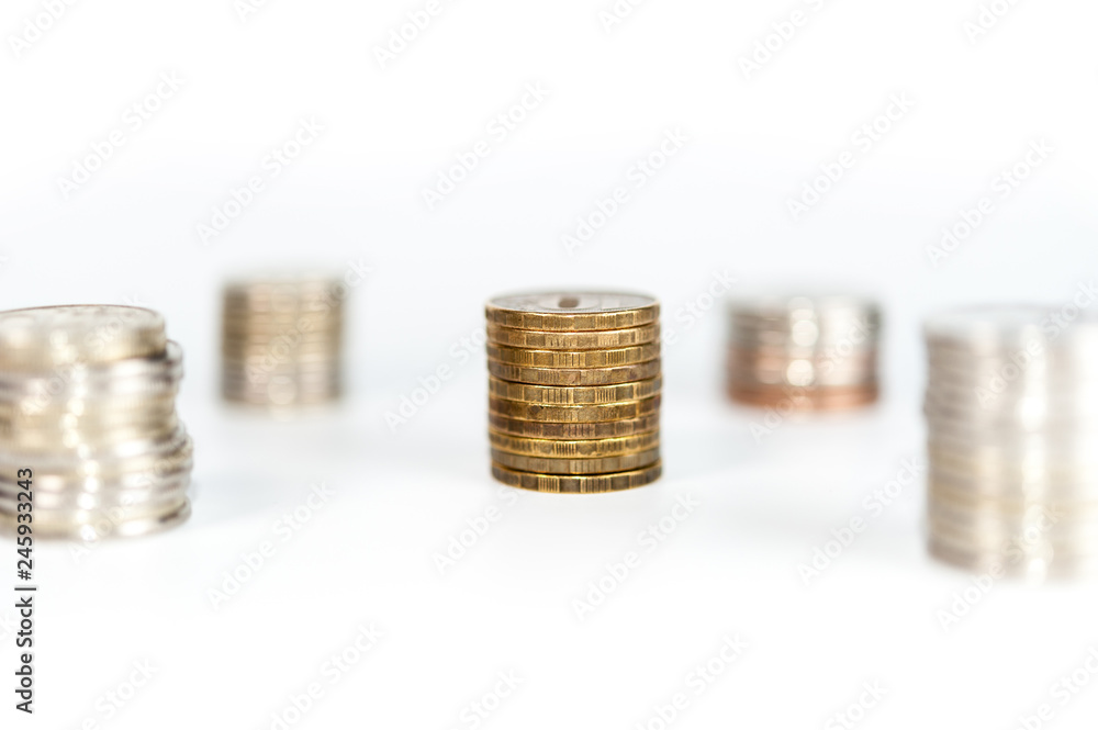 Stack of coins macro. Rows of coins for finance and banking concept. Economy trends background for business idea. Stack of coins macro. Rows of coins for finance and banking concept. Economy trends background for business idea.