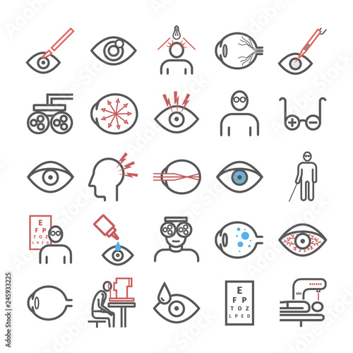 Ophthalmology line icon. Clinic icons. Eye signs. Vector illustration