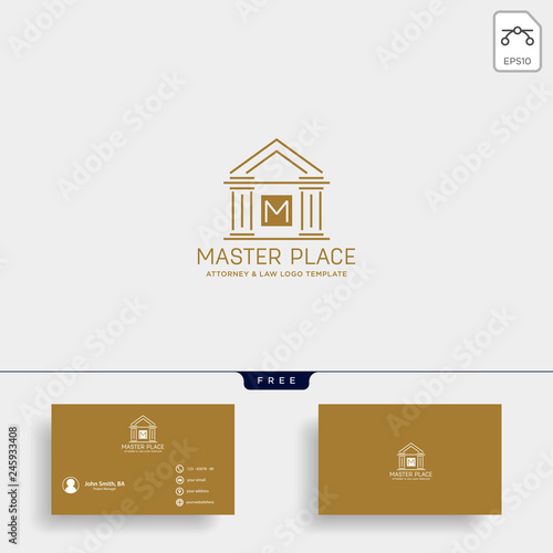 elegant attorney logo line design template vector illustration
