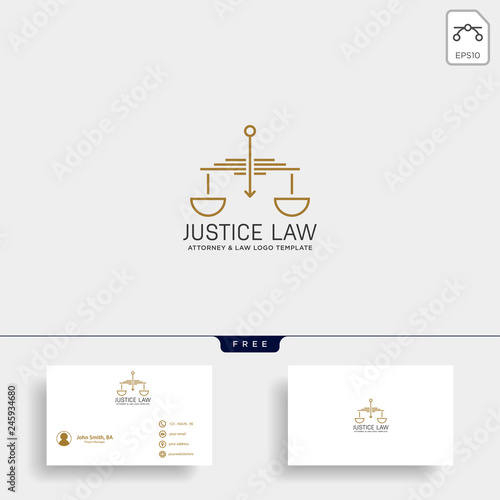 elegant attorney logo line design template vector illustration