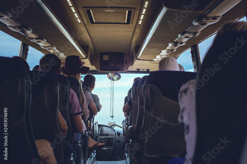 The tourist bus interior with people sitting © Roman Rvachov