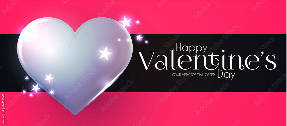 Happy Valentine s Day Design Template with Glossy Hearts. Happy Valentine s Day Design Template with Glossy Hearts.