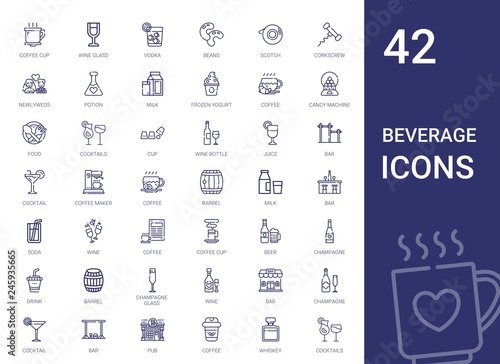 beverage icons set