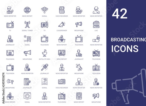 broadcasting icons set