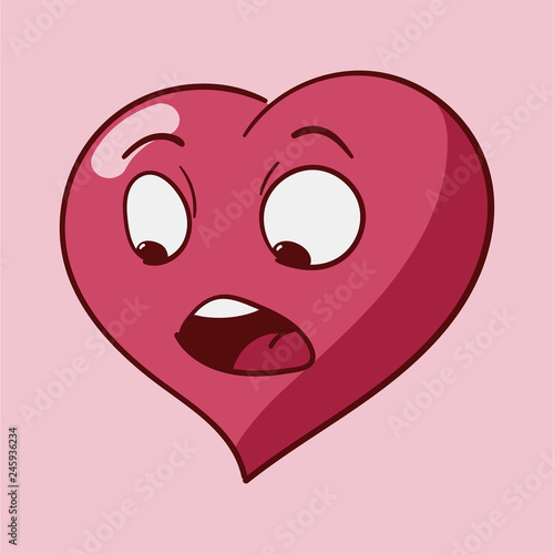 Funny cartoon heart character emotions, St Valentines vector icons, isolated