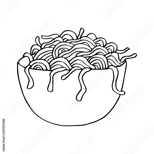 Hand drawn Chinese style noodle bowl