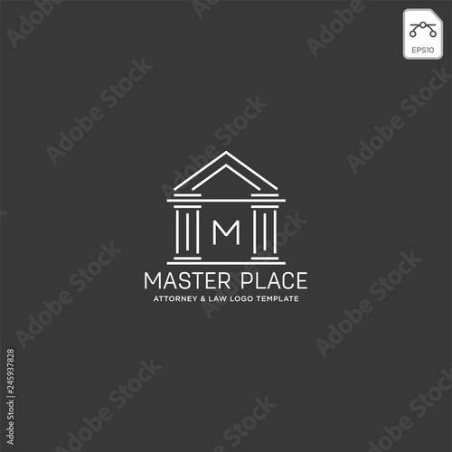 elegant attorney logo line design template vector illustration