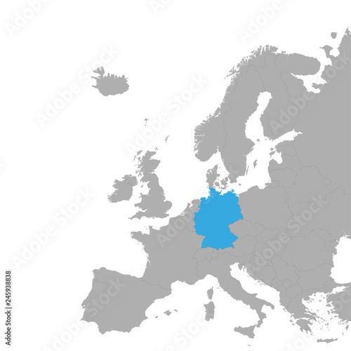 The map of Germany is highlighted in blue on the map of Europe