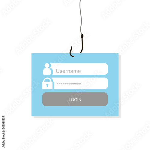 Login and hook. Hacker attack