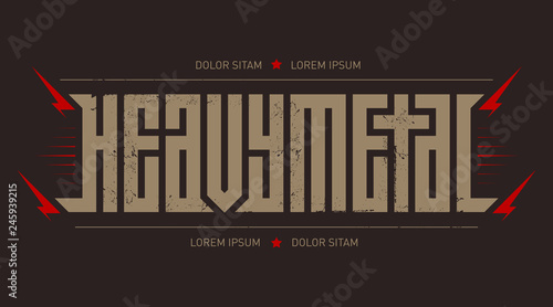Heavy metal - brutal font for labels, headlines, music posters or t-shirt print. Horizontal inscription.