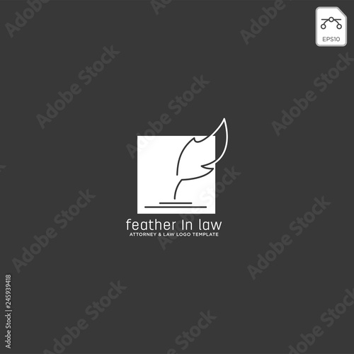 elegant feather attorney logo line design template illustration