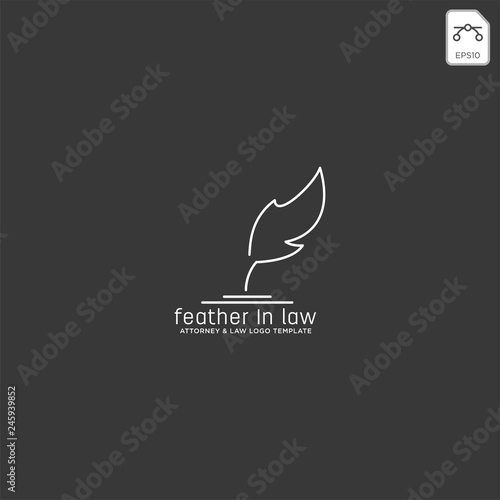 elegant feather attorney logo line design template illustration