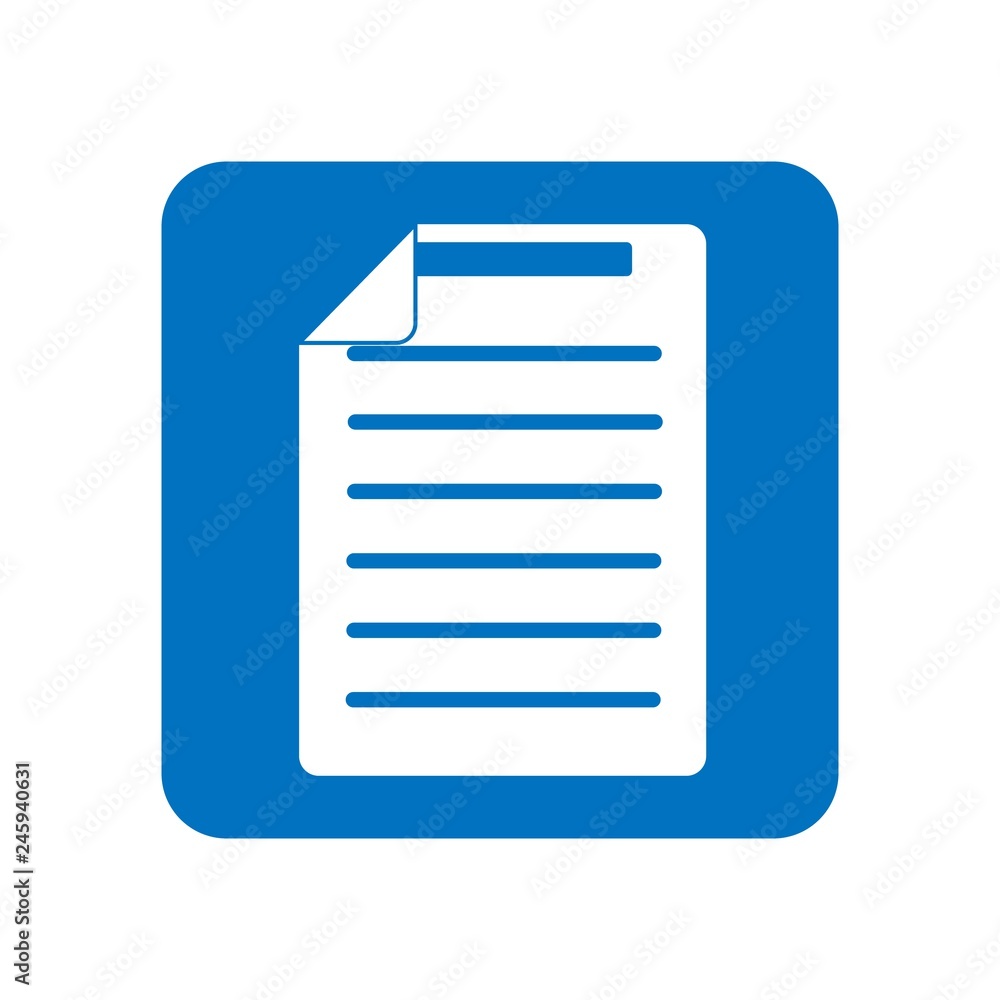 Document Icon of symbol. Blue icon on a white background. Document Icon of symbol. Blue icon on a white background.