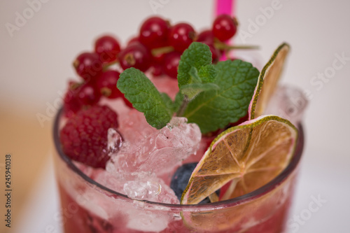 Wallpaper Mural Tasty cold fresh drink lemonade with raspberry, mint, ice and lime in glass  Torontodigital.ca