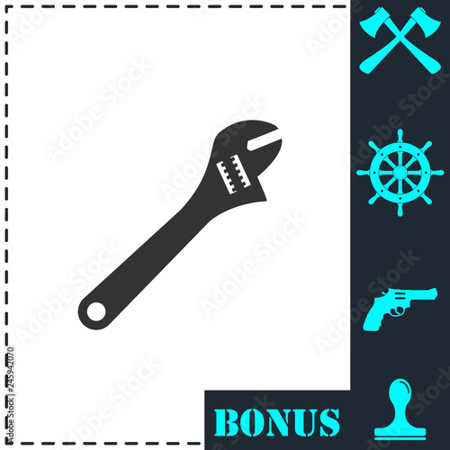 Pipe wrench icon flat