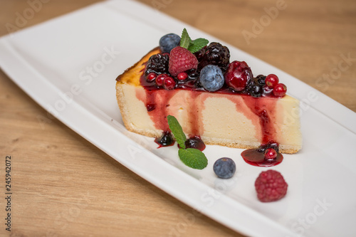 triangular cake with   fruits